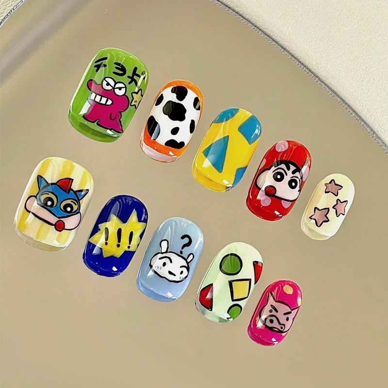 儿童穿戴甲爆款美甲片日系可爱卡通成品24片女童假指甲贴片可拆卸