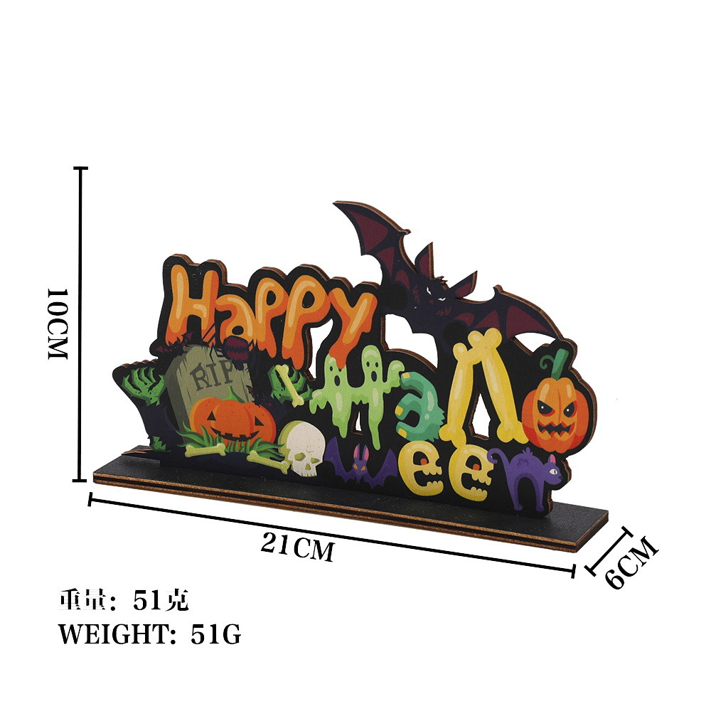 New Halloween Wooden Decoration Party Bar Front Desk Wansheng Decoration Atmosphere Layout Supplies Desktop Decoration