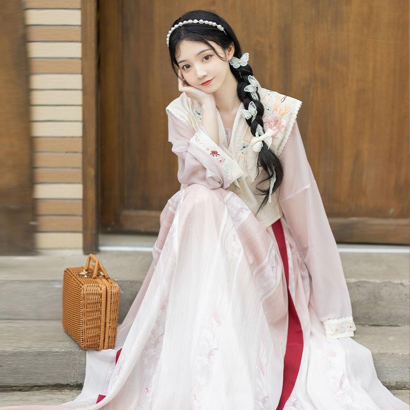 Yuanshan E-Dai Adult Hanfu 2023 New Mu Qingsi Tang Beizi Pleated Skirt Female Improved Daily Elegant Fairy