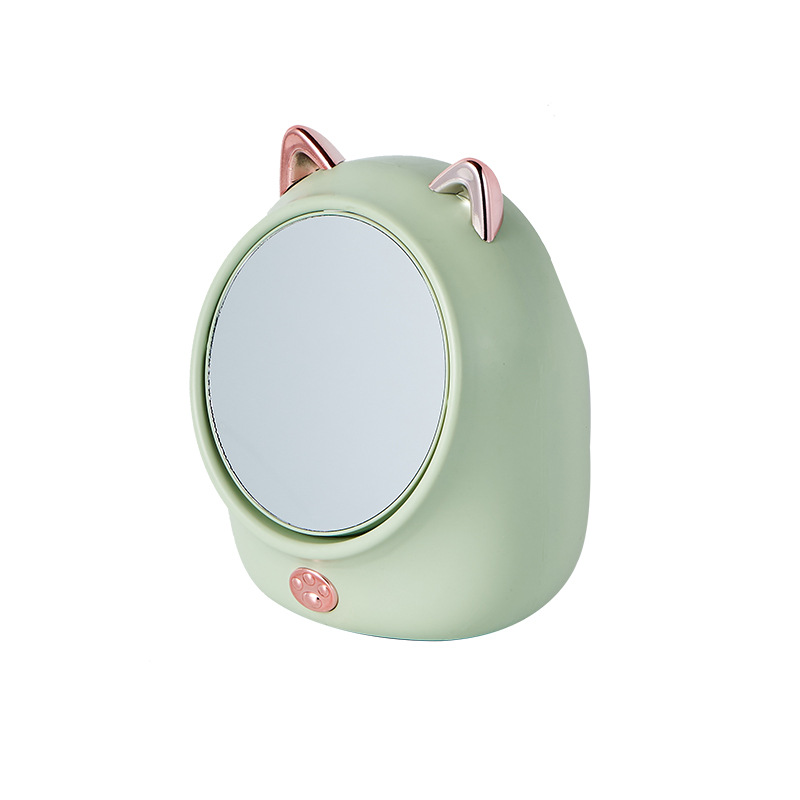 Lucky Cat Cute Rotating Table Mirror Light Luxury Storage Magnifying Glass Student Dormitory Desktop Storage Internet Celebrity Beauty Makeup