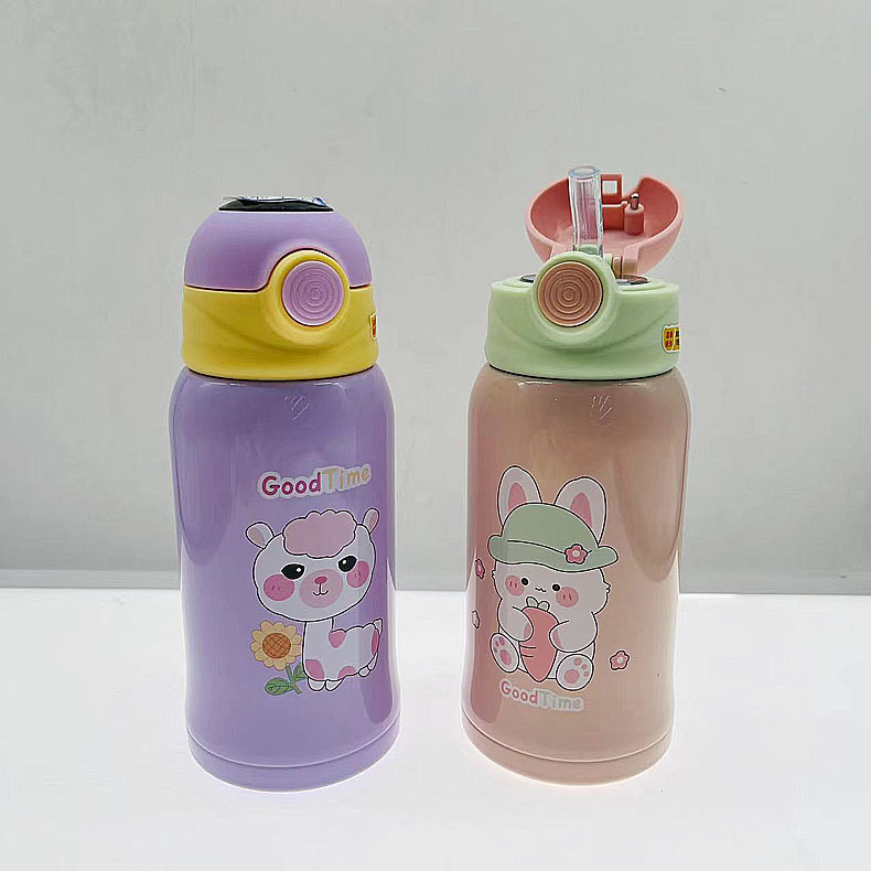 Xiaomengtu Children 316 Stainless Steel Temperature-Sensitive Thermos Cup Student Portable with Straw Cup Kindergarten Baby Water Glass