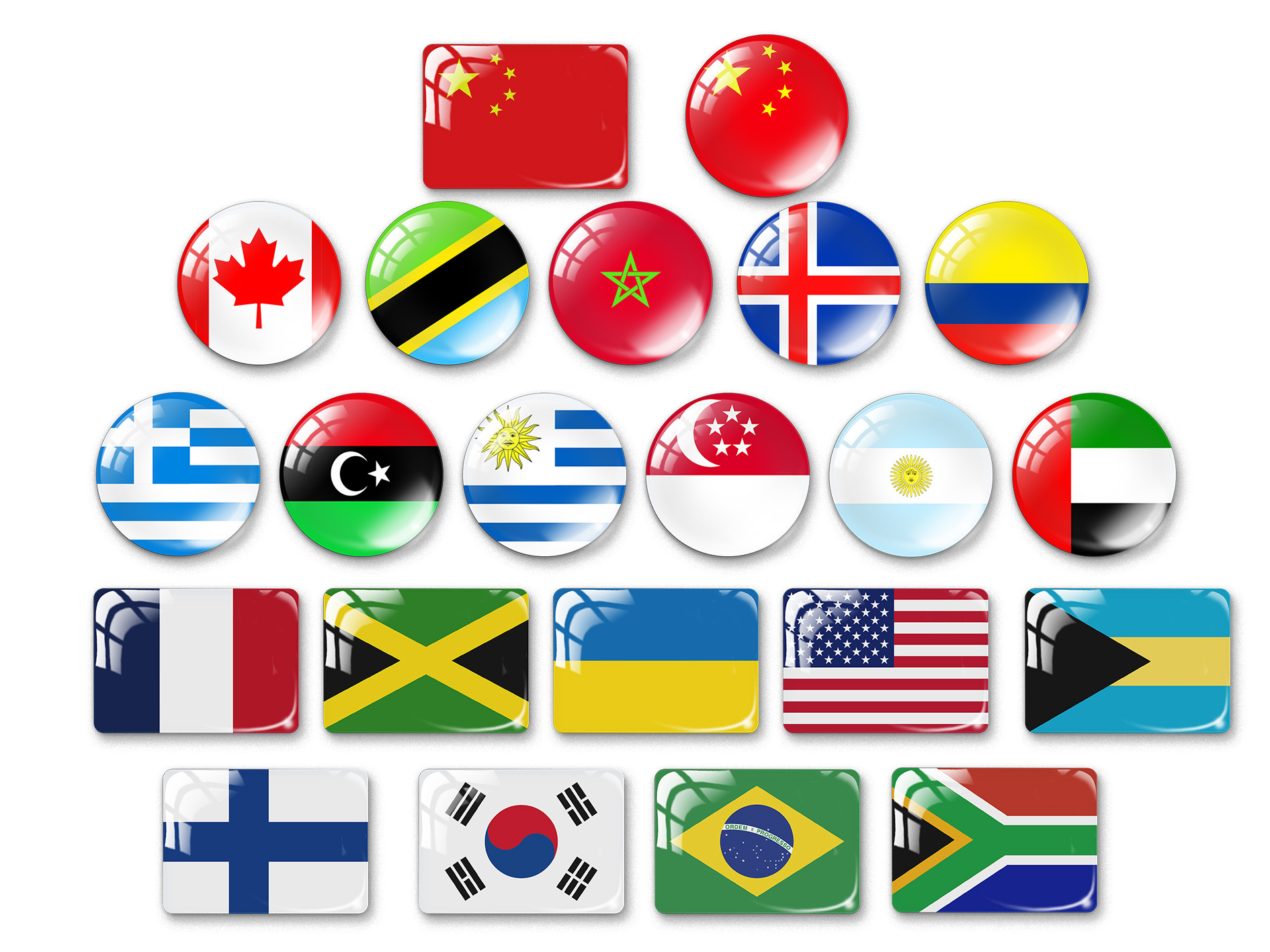 世界各国冰岛瑞士芬兰印度美国加拿大国旗水晶玻璃冰箱贴纪念品