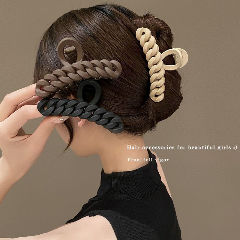 Large Milk Coffee Color Grip Good-looking Hair Volume Multi Hairpin Barrettes Female New Updo French Shark Clip Hairware