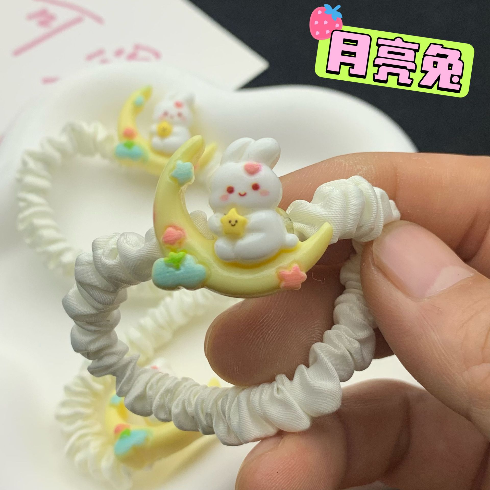 Delicate Moon Bunny Large Intestine Ring Ins Sweet Girl Hair Band Student Ponytail Rubber Band Hair Rope Does Not Hurt Hair Accessories