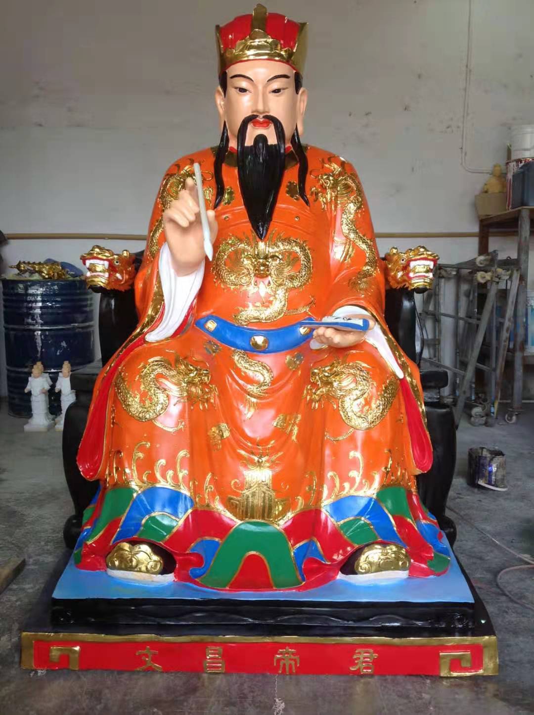 魁星爷介绍塑像图片文昌帝君介绍塑像图片彩绘贴金木雕树脂