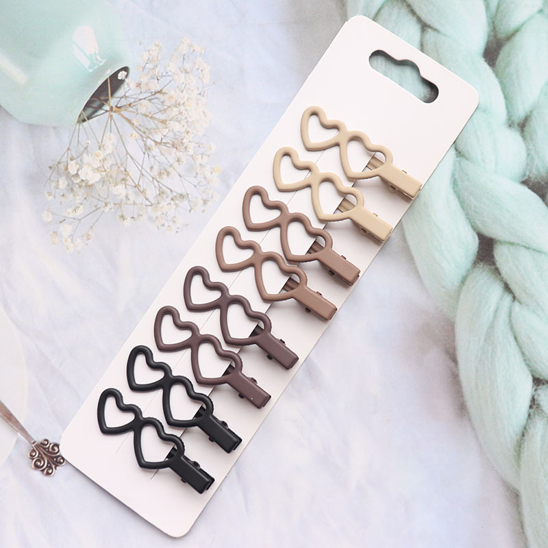 8 Coffee Color Series Simple and Seamless Duckbill Clip Shredded Hair Bangs Clip Headdress Hairpin Side Hair Clip Bar Shaped Clip