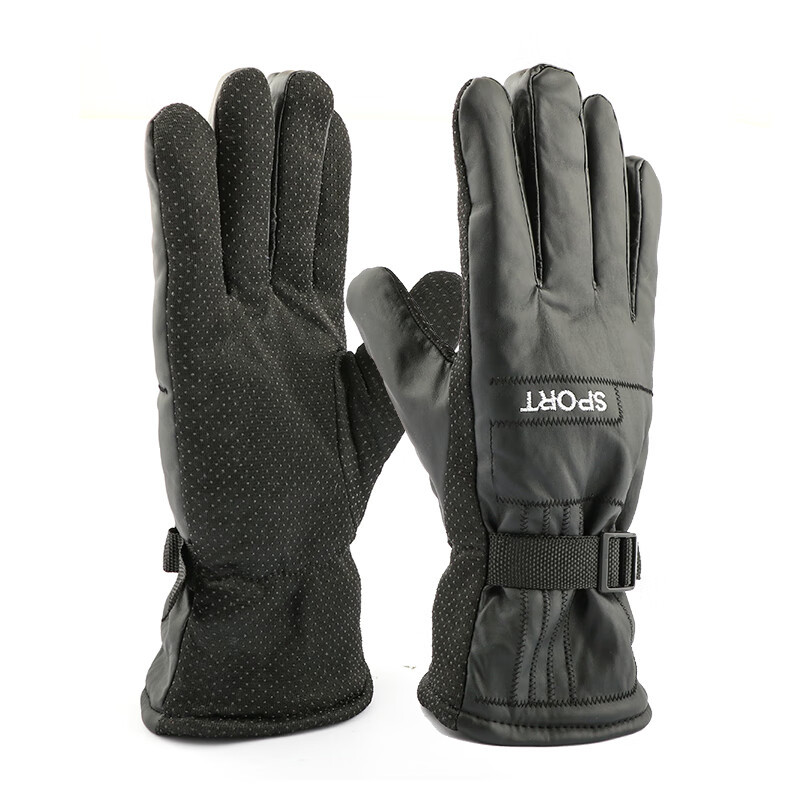 银子通冬季加绒防风斜线pu加绒户外电动车摩托车保暖手套黑-阿里巴巴