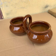 中式复古陶瓷味盅传统土陶调料调味罐调料缸盒圆形砂缸盐巴罐批发