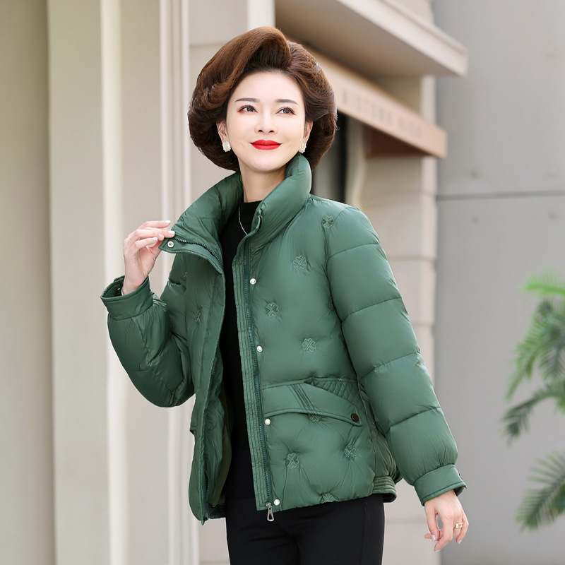 妈妈冬装羽绒棉衣服洋气短款棉袄新款中老年人冬季加厚外套女