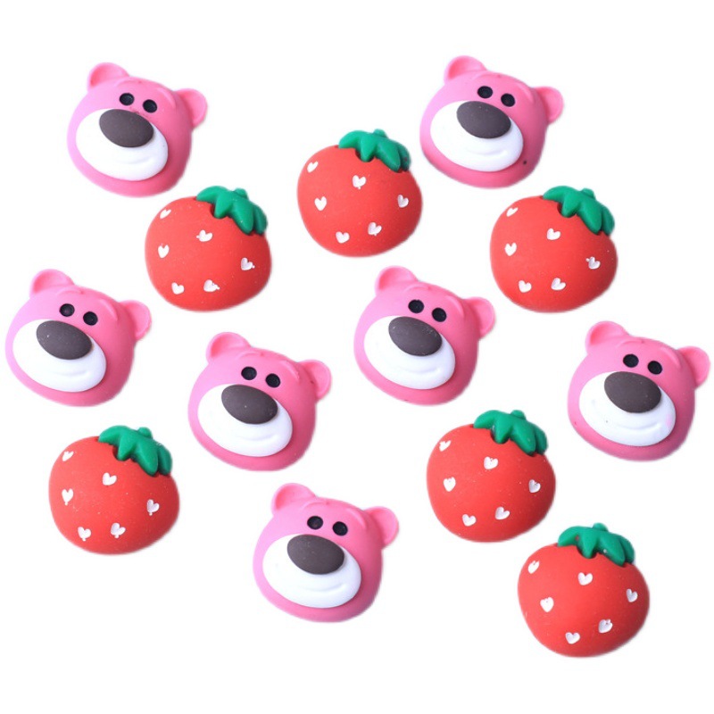 Cartoon Unique DIY Cute Phone Case Strawberry Bear Resin Accessories Material Decoration Website Red Barrettes Head Rope