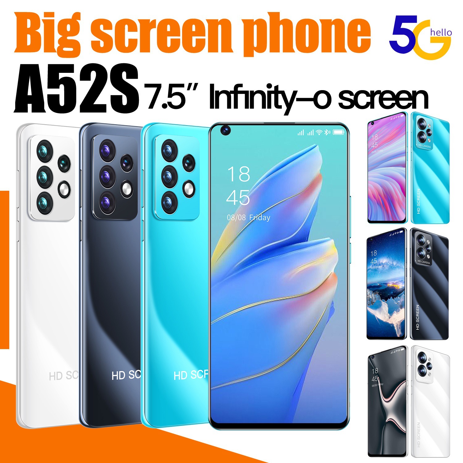 专供跨境手机a52s新款智能手机2g 16g国产安卓手机3g外贸厂家直销