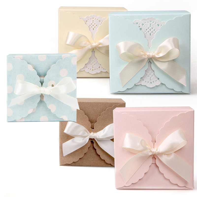 Solid Color Simple Square Handmade Soap Folding Packing Box in Stock Pink Candy Gift White Card Color Small Paper Box