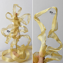 金色钢丝蕾丝花边辅料手工塑形造型肌理网纱娃衣服装褶皱装饰布料