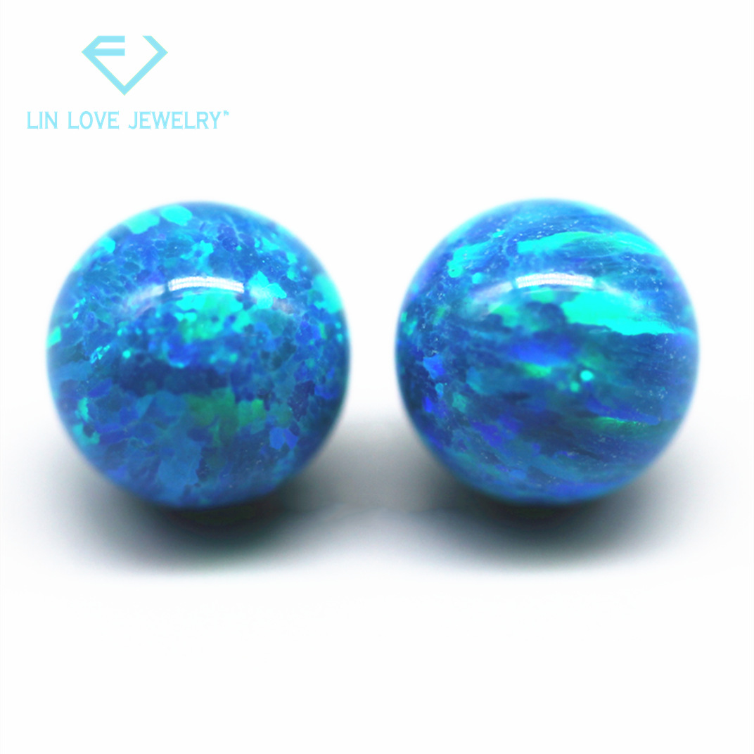 日本料 圆珠光珠op73浅蓝色澳宝opal裸石 球形圆珠子欧泊蛋白石