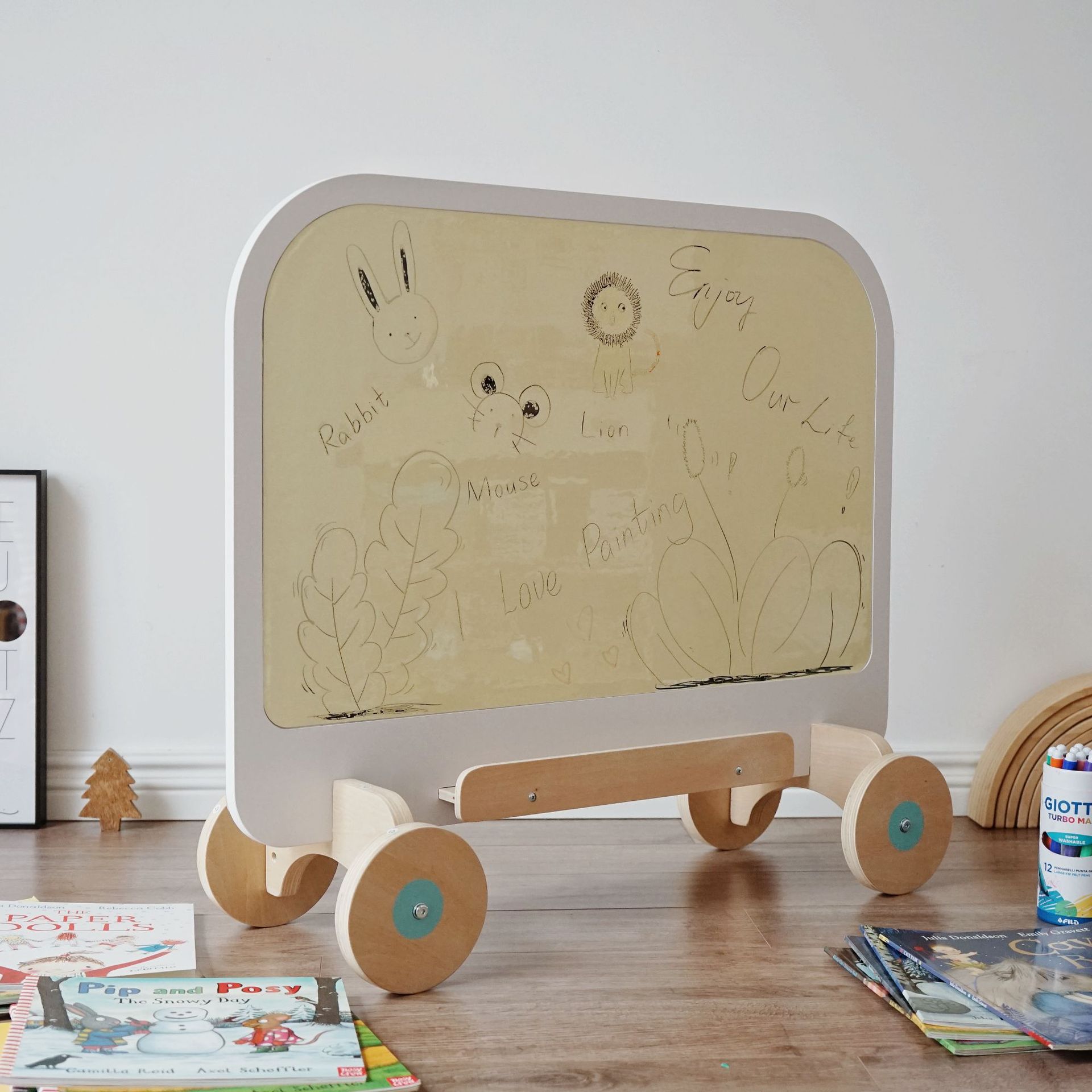 儿童绘本书架画板落地幼儿园书架儿童绘本馆书架兔子绘本架可移动