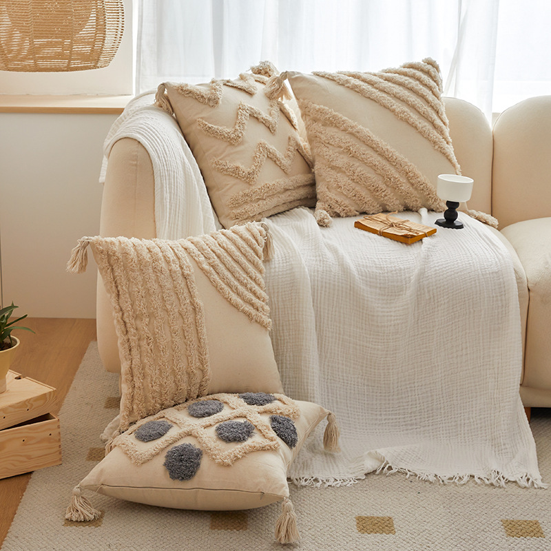 Tufted Tassel Silent Bohemian Style Cushion Cushion Cover Sofa Bedroom Pillow Cover