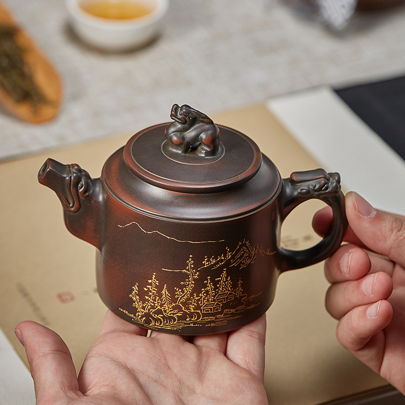 广西钦州坭兴陶茶壶龙壶王征纯全手工泡茶壶陶壶名家茶具