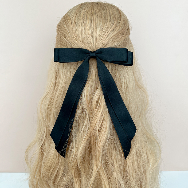 Korean Style Double-Layer Bow Ribbon Hairpin Female Ballet Girl Side Clip Back Head Head Clip Simple All-Match Hair Accessories