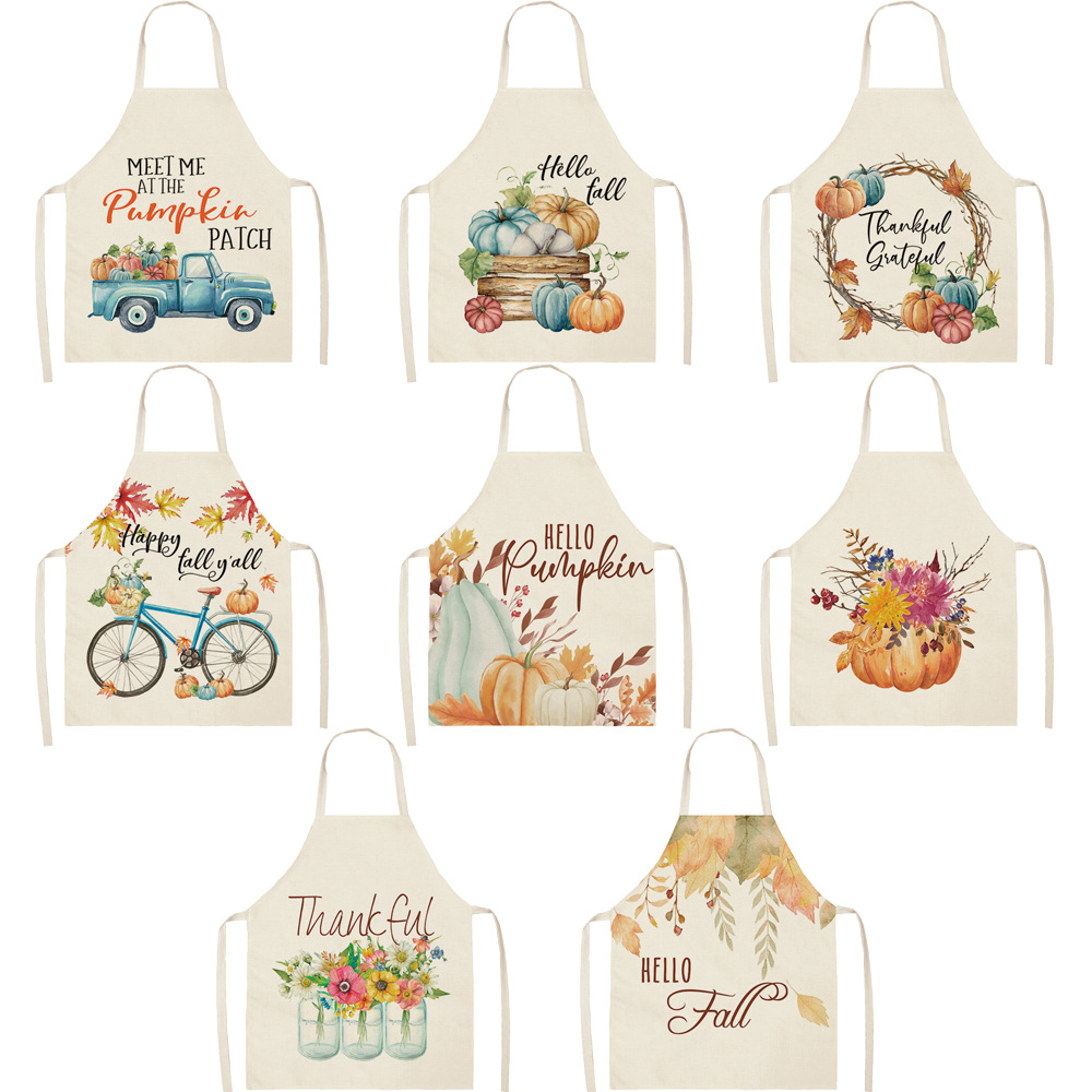 20.23 Million Shengjie New Pumpkin Multi-Functional Kitchen Cotton and Linen Apron Support Drawing Can Be Customized Factory Direct Supply