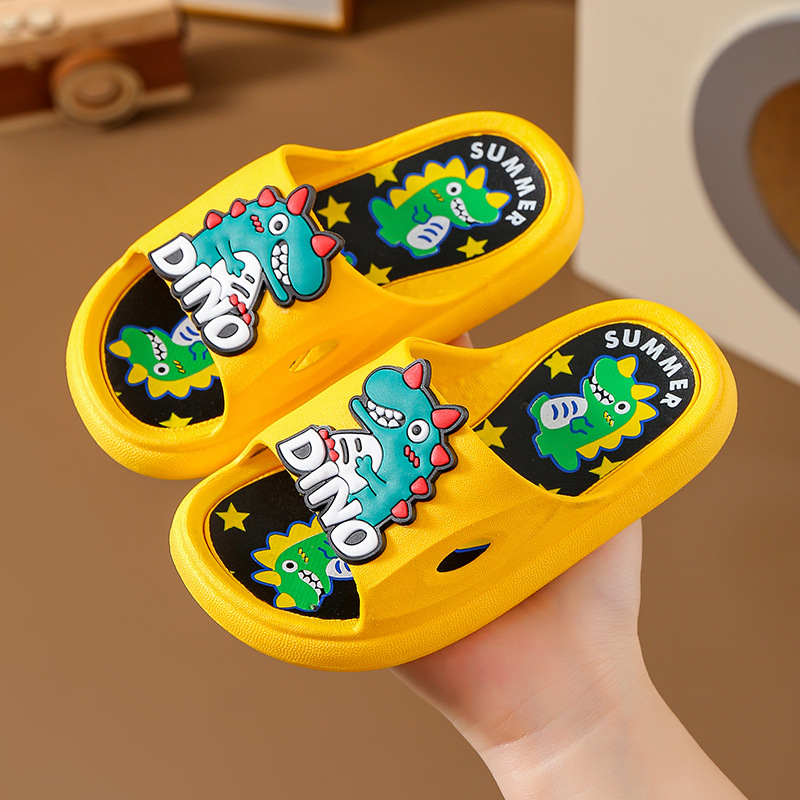 In Stock Wholesale Children's Slippers Summer Non-Slip Wear-Resistant Cute Cartoon Little Dinosaur Boys Baby's Bathroom Slippers