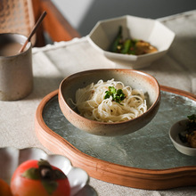 莳绘金缮2024新款日式荷田元宝饭碗家用复古粗陶餐具5英寸米饭碗