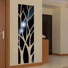 跨境亚克力立体镜面树枝3D墙贴客厅餐厅玄关电视背景墙画家居装饰