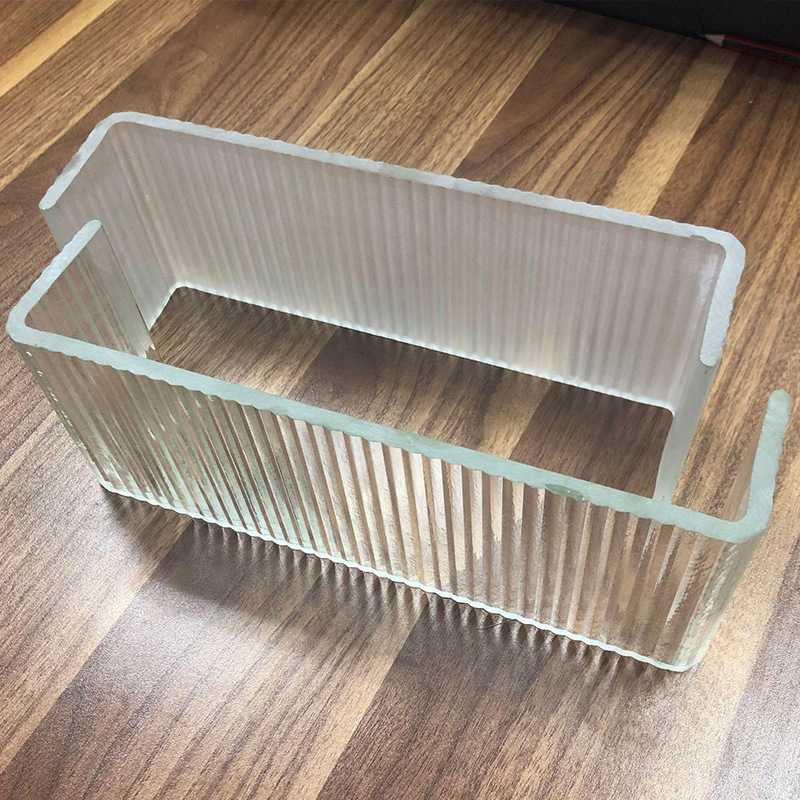 u形喷砂玻璃u型钢化玻璃u型玻璃特种景墙工艺园景幕墙背景玻璃墙