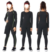 儿童紧身衣训练服篮球足球运动套装女童跑步瑜伽健身服打底速干衣