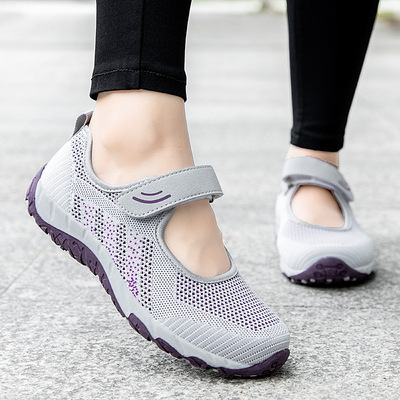 老人鞋女春秋款中老年健步鞋夏季方口拉带妈妈运动鞋