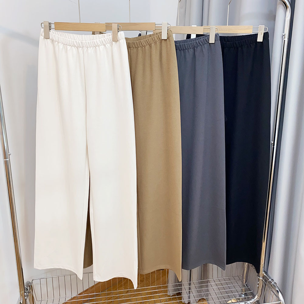 wtheone重磅宾霸铜氨丝阔腿裤女垂顺显瘦一片式高腰窄版直筒裤