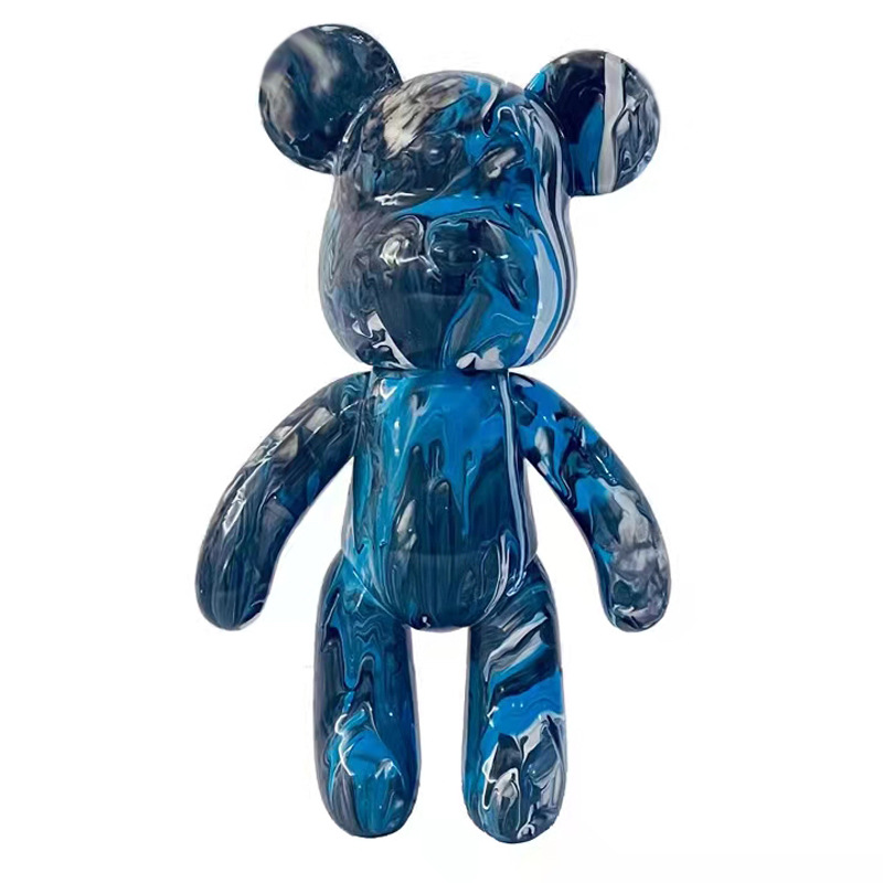 网红diy流体暴力熊摆件白胚批发抖音同款创意流体熊搪胶娃娃涂色