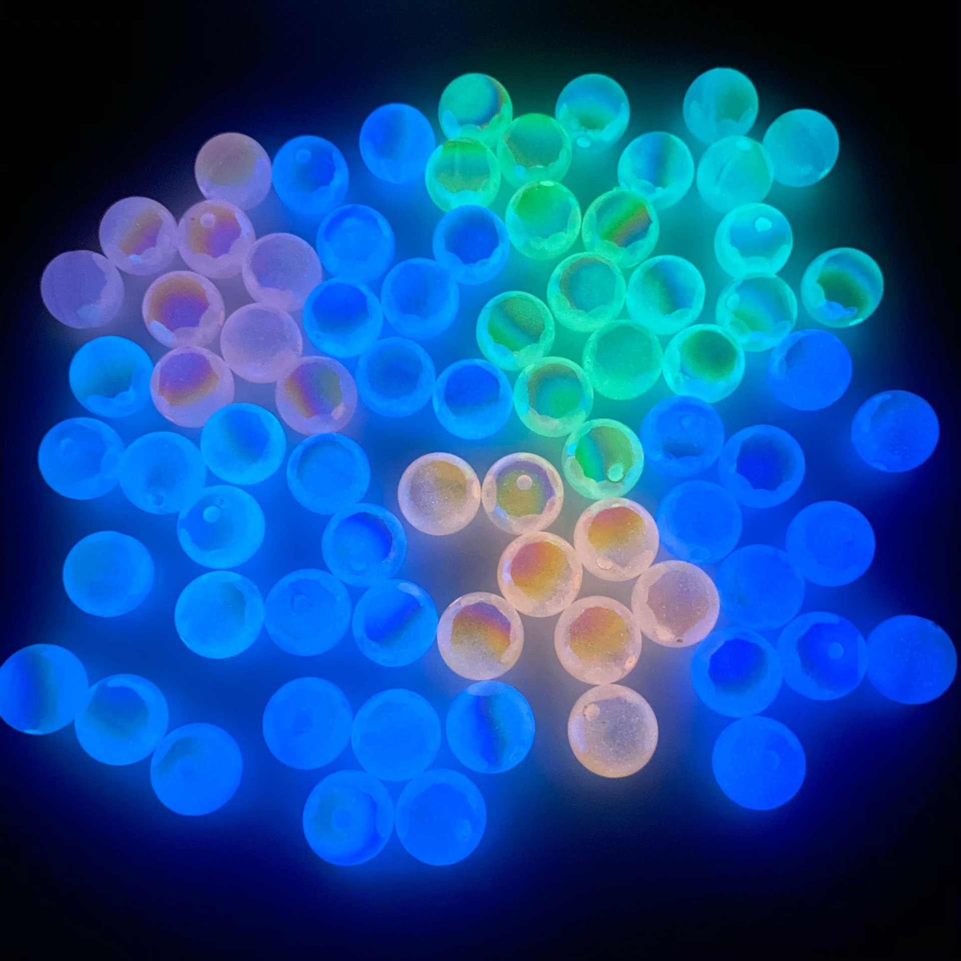 16mm Luminous Mabei round Beads Rainbow Colorful Sunshine DIY Bracelet String Beads Material Onion Powder Straight Hole Ornament Accessories