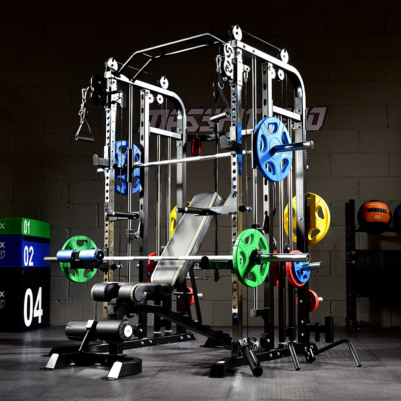 商用龙门架综合训练器史密斯机卧推深蹲架飞鸟多功能健身房器材