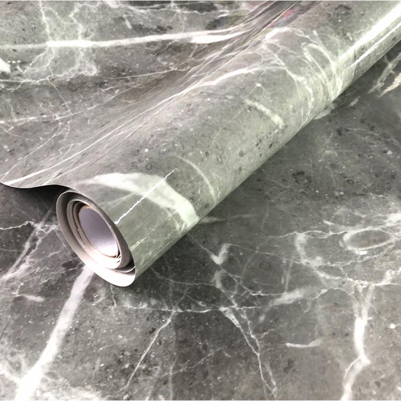 Marble Kitchen Stickers Self-Adhesive Kitchen Cabinet Wallpaper High Temperature Resistant Moisture-Proof Waterproof Aluminum Foil Oil Proof Sticker Customized