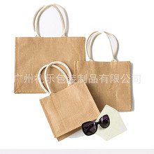 广东麻布袋手提袋生产Jute bag企业车缝包装环保袋Linen tote bag