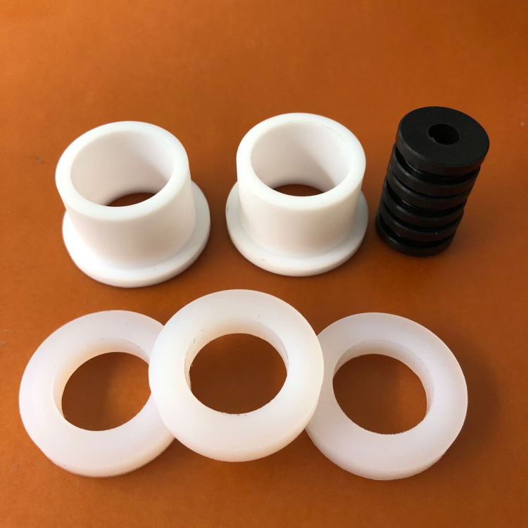 四氟密封件直通管黑色白色尼龙绝缘耐磨垫片铁氟龙凸型套管t型管