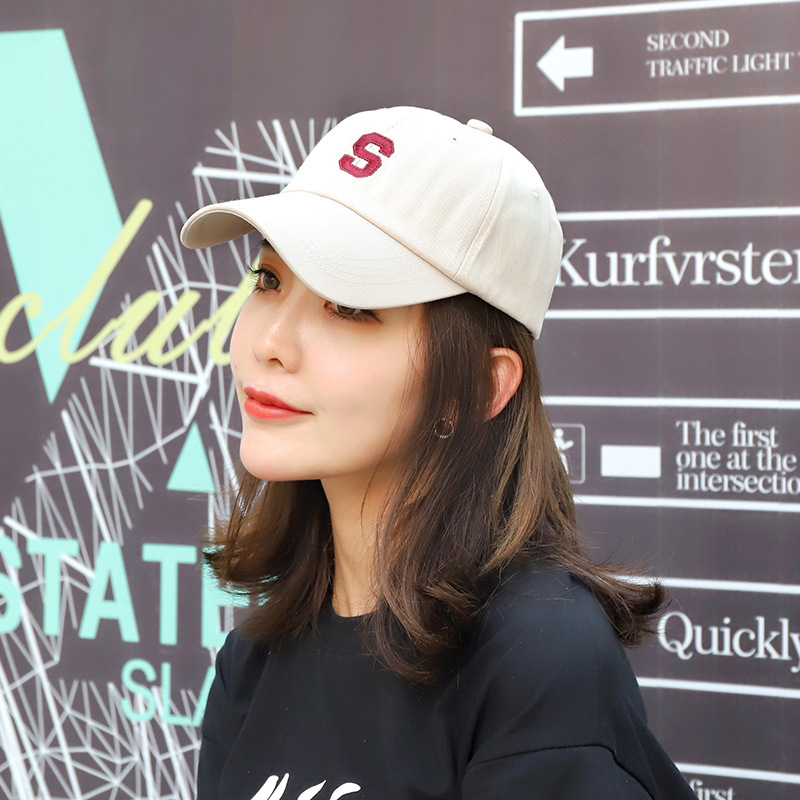 Baseball Cap for Women Spring and Autumn Korean Style Letter S Standard 2022 New Fashion All-Matching Summer Face-Looking Small Peaked Cap for Men