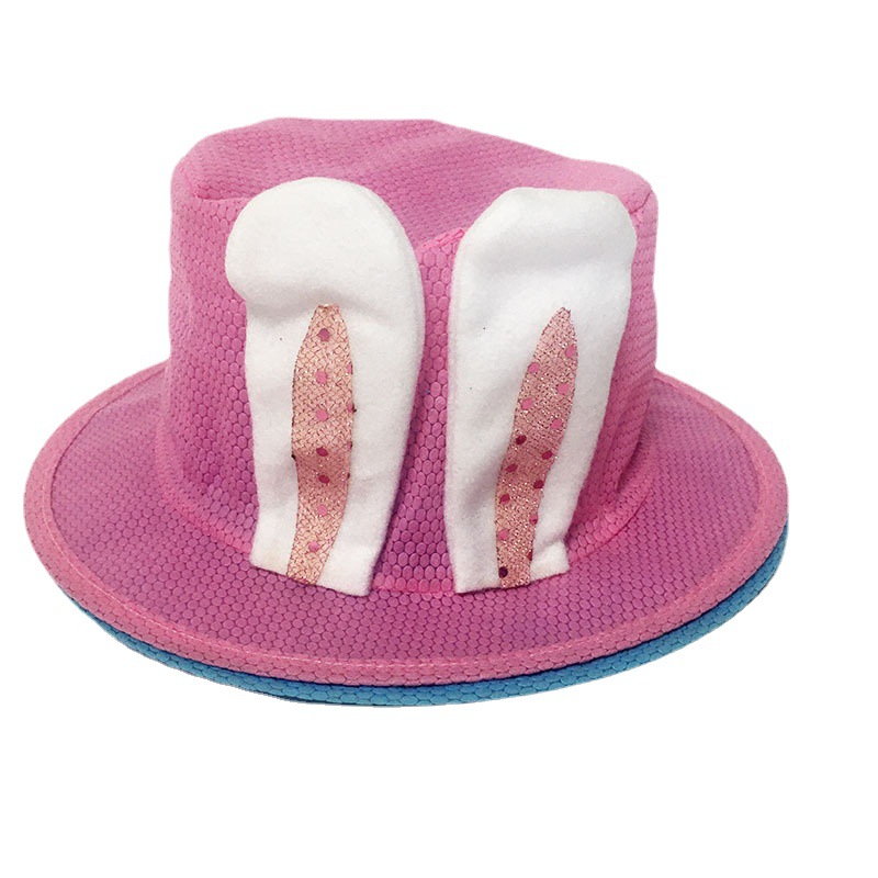 复活节用品儿童兔子帽无纺布兔耳朵小孩帽子幼儿园商场复活节礼物