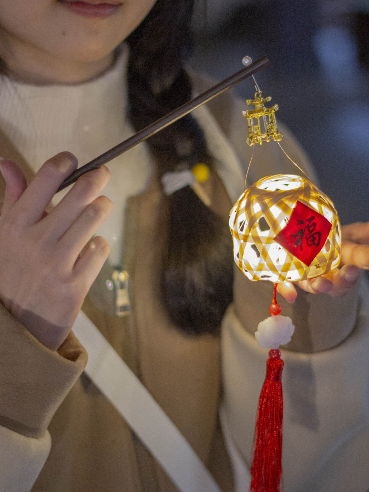 潮汕手提小灯笼生日礼物节日礼物竹编笼编制发光竹笼文创礼品