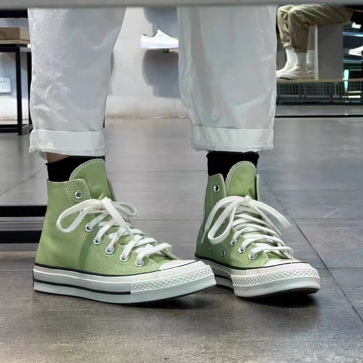 美奇匡威1970s新款青提绿 苹果绿火龙果色高帮帆布鞋板鞋a04585c