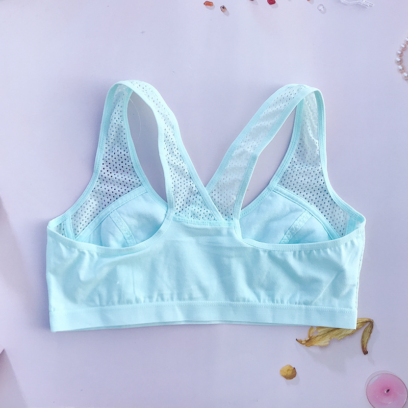 批发大女童内衣发育期学生纯棉小背心防走光 透气网眼少女文胸