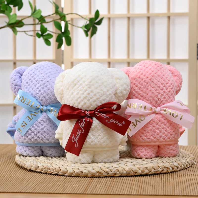小熊毛巾 方巾伴手礼结婚喜铺喜糖婚庆红伴手礼新年礼品 厂家批发