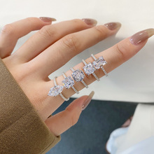 法式复古s925纯银女士戒指小众轻奢时尚百搭可叠带高碳钻求婚戒指