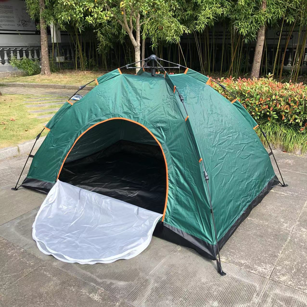 Easy-to-Put-up Tent Outdoor 3-4 People Camping Picnic Double-Layer Thickened Building-Free Portable Folding Sun Protection Rain Proof Equipment