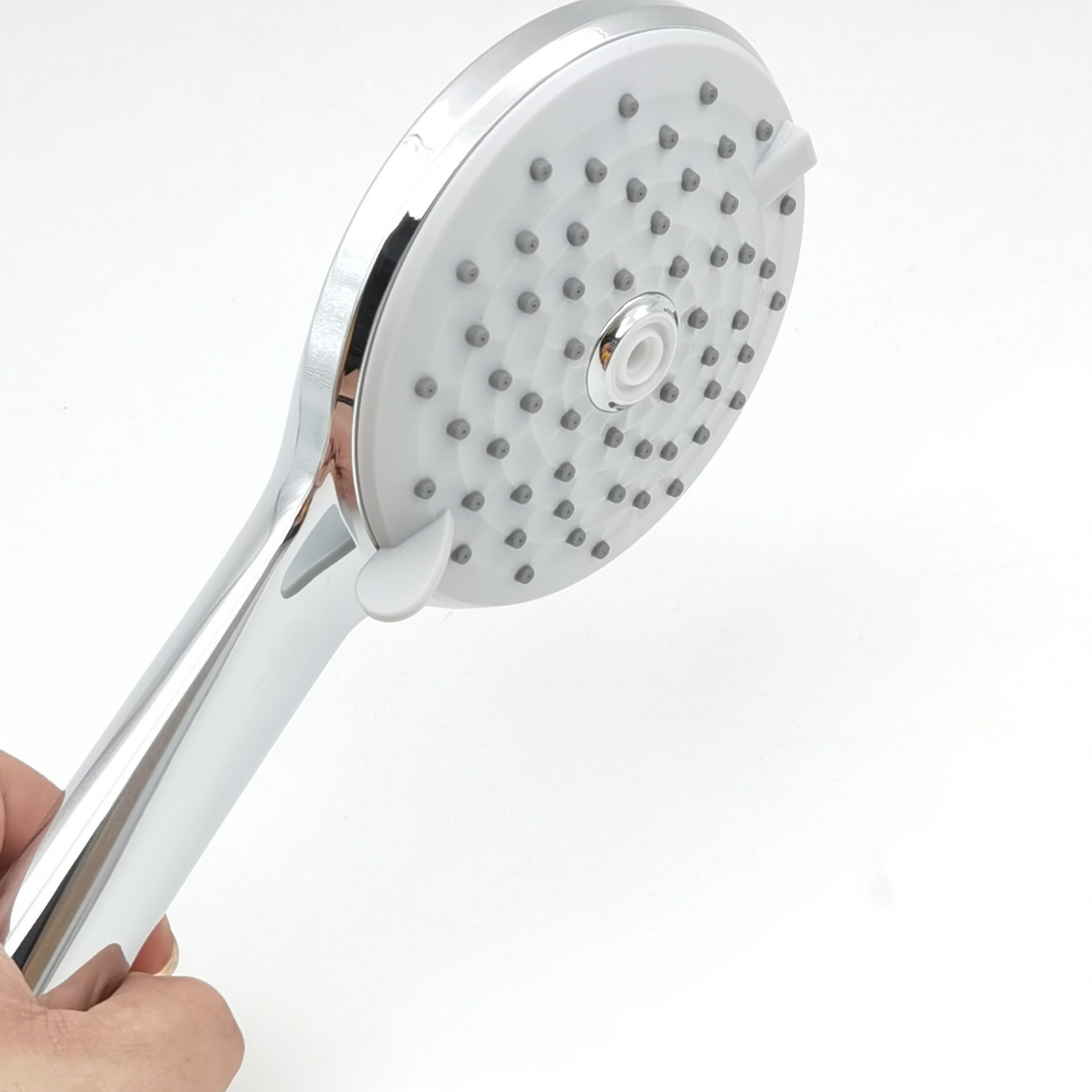 四档出水abs塑料花洒 电镀喷雨淋雾化增压起泡手持喷头工厂批发