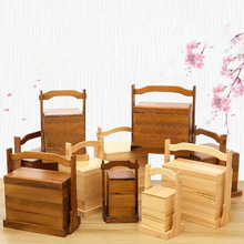 中式木质野餐提盒简约复古手提便当盒创意家用桌面点心收纳盒定制