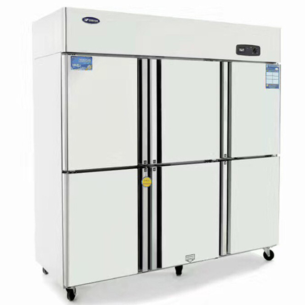 银都6门双机双温冷藏冷冻立式六门冰箱冰柜厨房餐馆商用冷柜铜管