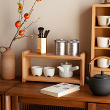 北欧简约 樱桃木桌面置物架 实木 咖啡杯子茶具收纳架QT025