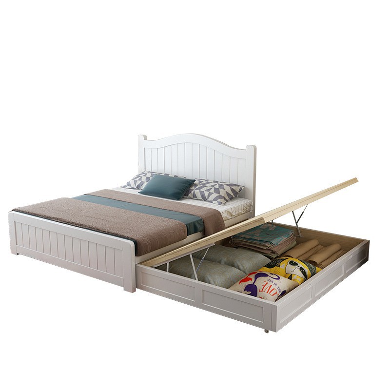 8米双人子母床简约白色抽拉床带抽屉拖床亲子高箱储物床