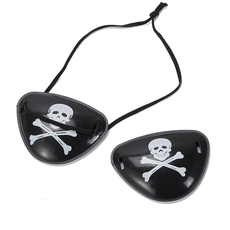 万圣节道具化妆装饰塑料海贼海盗眼罩独眼龙骷髅头眼罩跨境外贸热